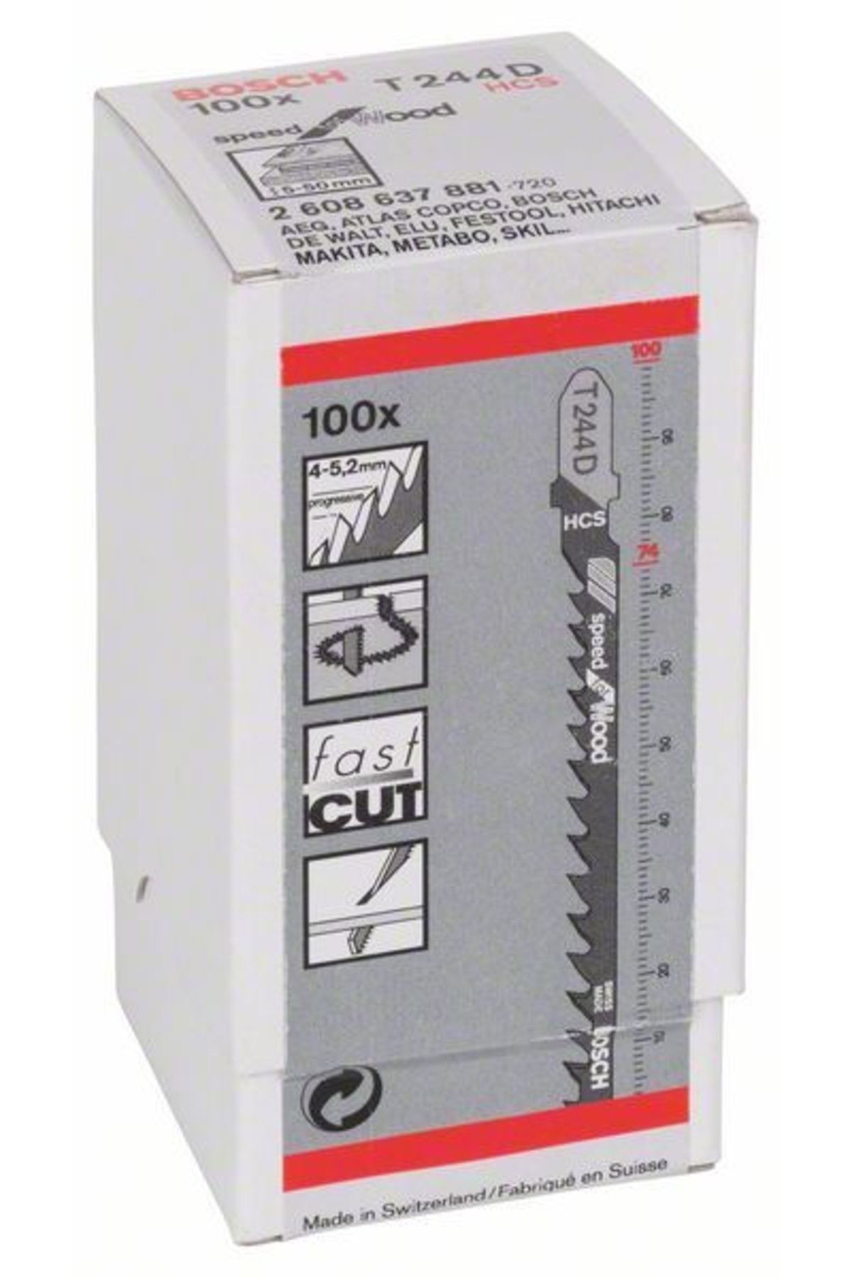 Bosch T 244 D Speed for Wood Dekupaj Testere Bıçağı (100 Adet / HCS) - 2608637881