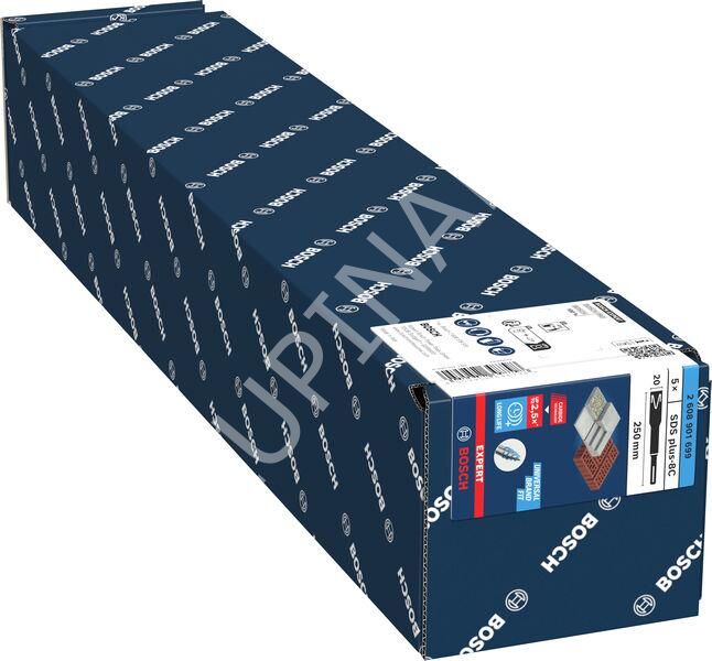 Bosch Expert SDS Plus-8C Düz Keski Seti (20x250 mm - 5 Parça - Beton ve Tuğla Uyumluluğu - Kendi Kendini Bileme Özelliği - SDS Plus Girişli) - 2608901699