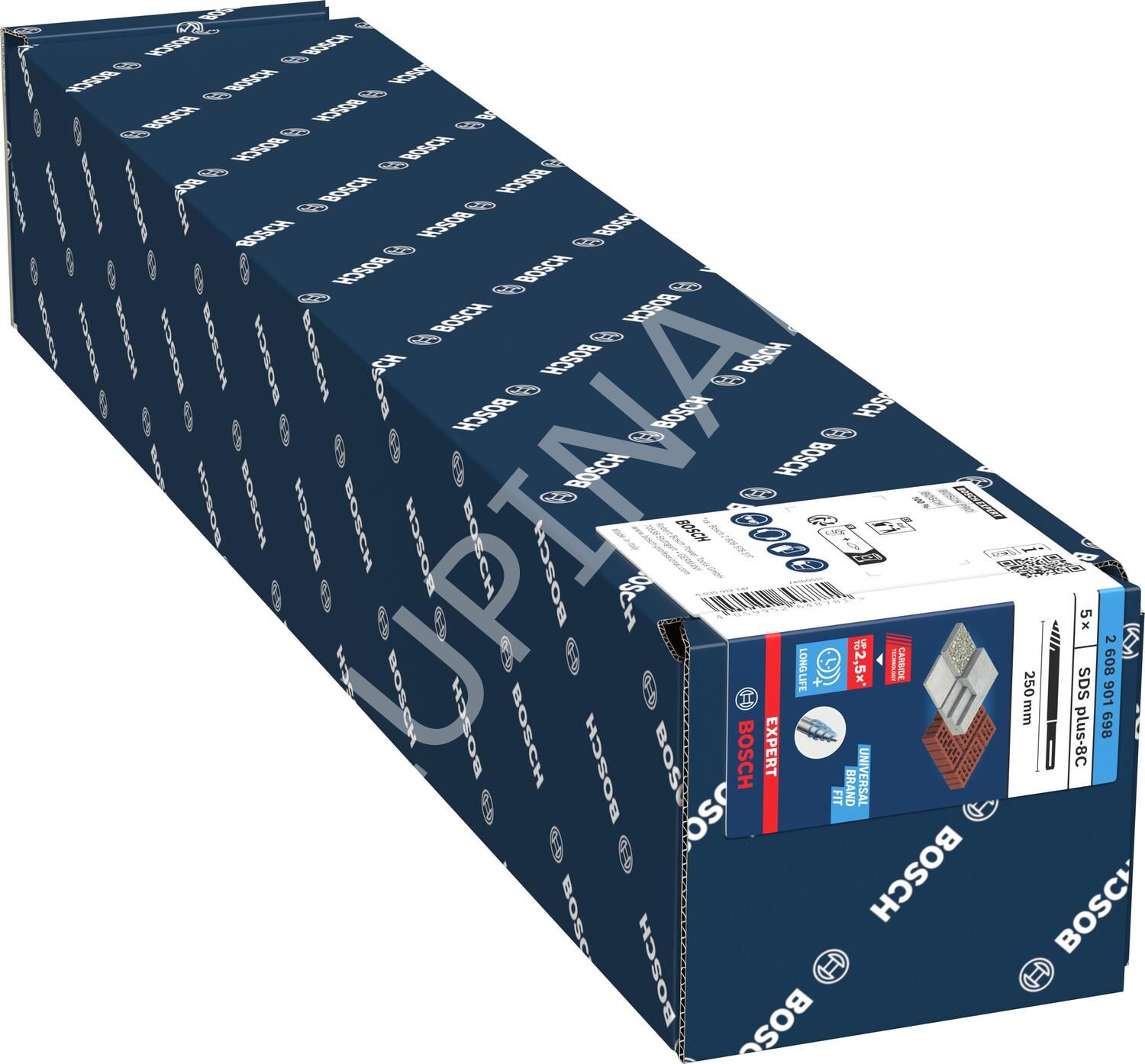 Bosch Expert SDS Plus-8C Sivri Keski Seti (250 mm Uzunluk - 5 Parça - Beton ve Tuğla Uyumluluğu - Kendi Kendini Bileme Özelliği - SDS Plus Girişli) - 2608901698