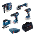Bosch GBH 180-LI + GWS 180-LI + GSB 18V-65 + GDX 18V-200 + GST 185-LI Akülü Beşli Set (18V - 2 x 5.0 Ah + 2 x 2.0 Ah/ GAL 12v/18v) - 0611911120-SET