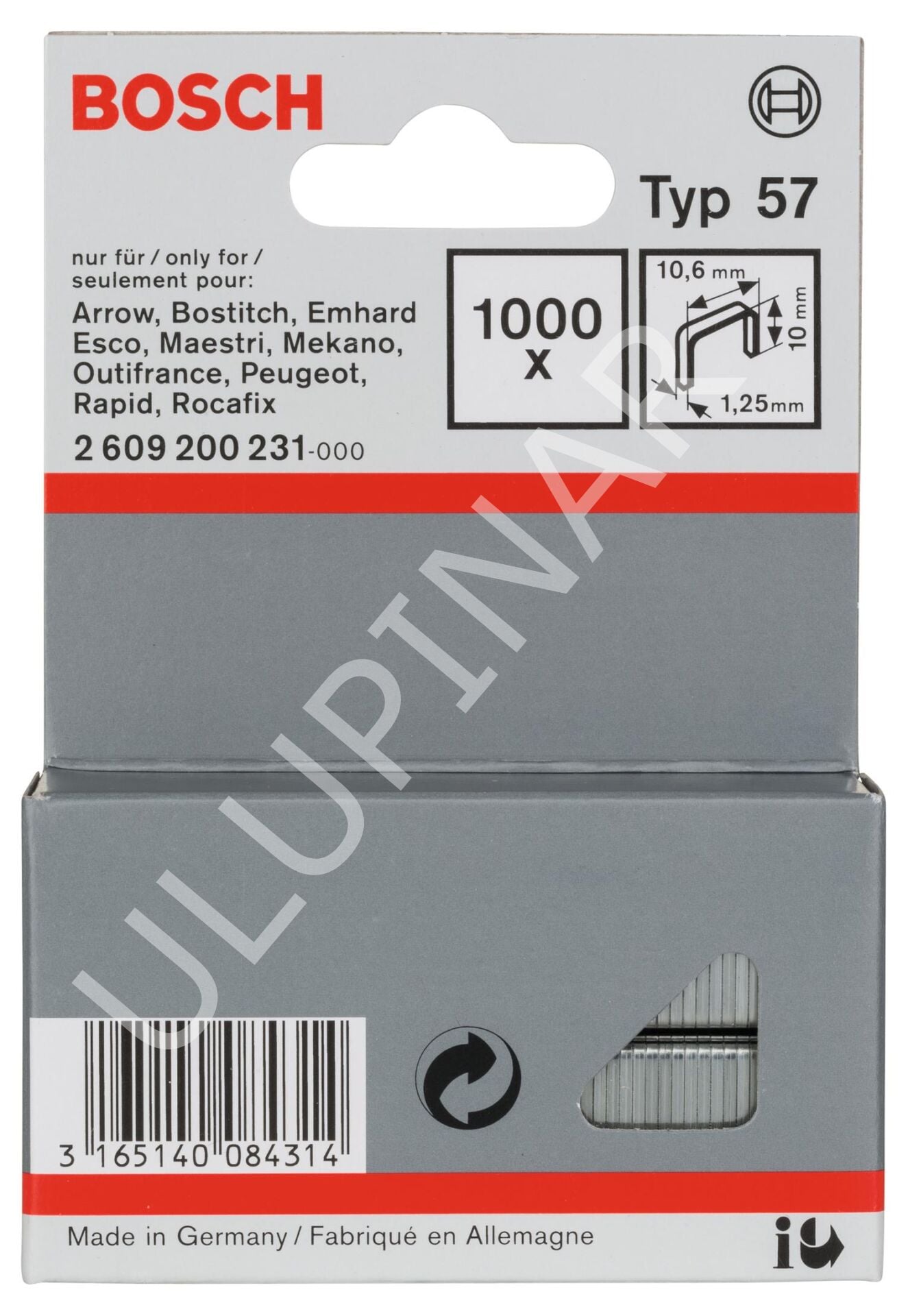 Bosch Tip 57 Yassı Zımba Teli (10 mm - 1000 Adet) - 2609200231