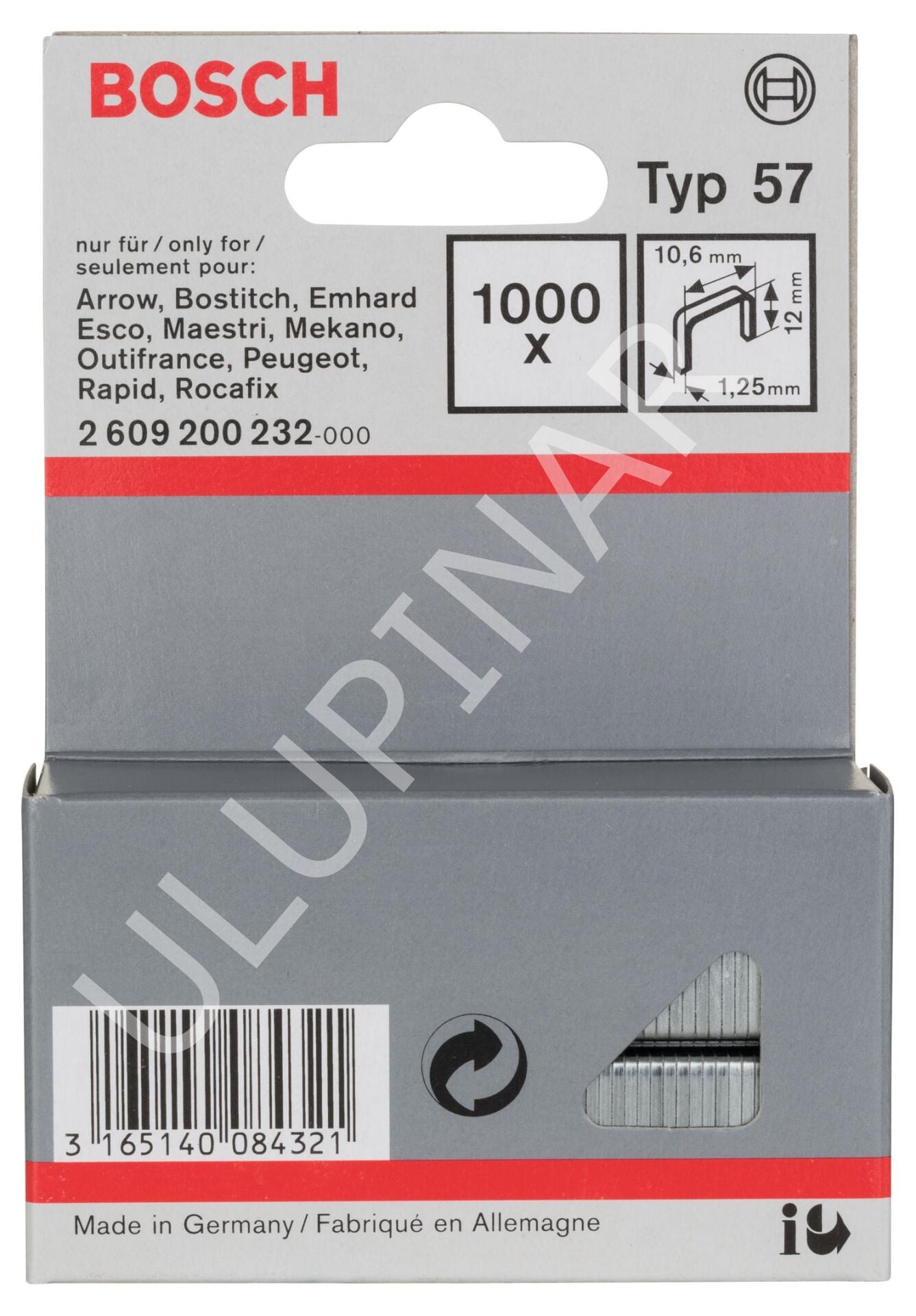 Bosch Tip 57 Yassı Zımba Teli (12 mm - 1000 Adet) - 2609200232
