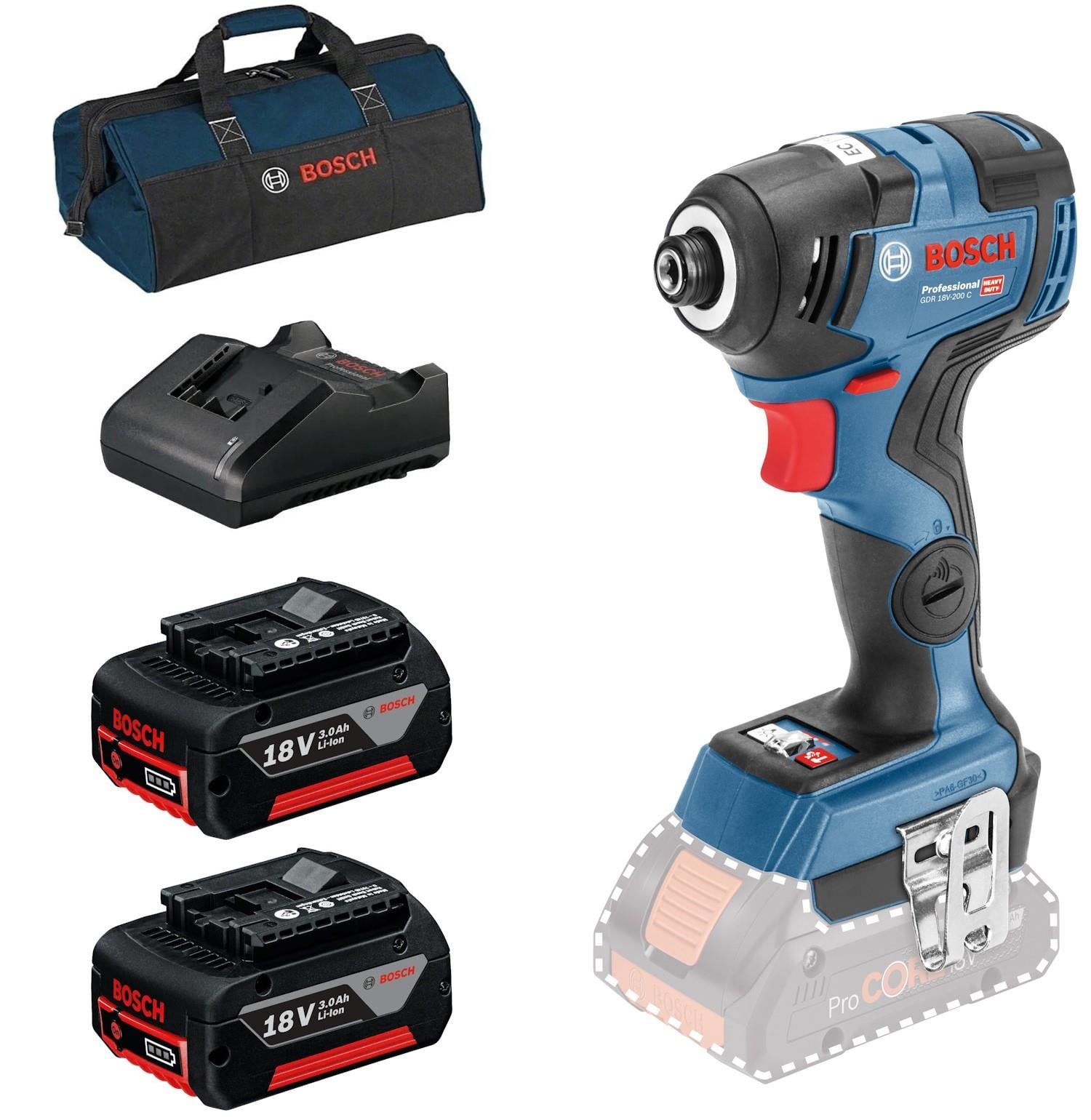 Bosch GDR 18V-200 C 2x3.0Ah Çift Akülü Akülü Somun Sıkma