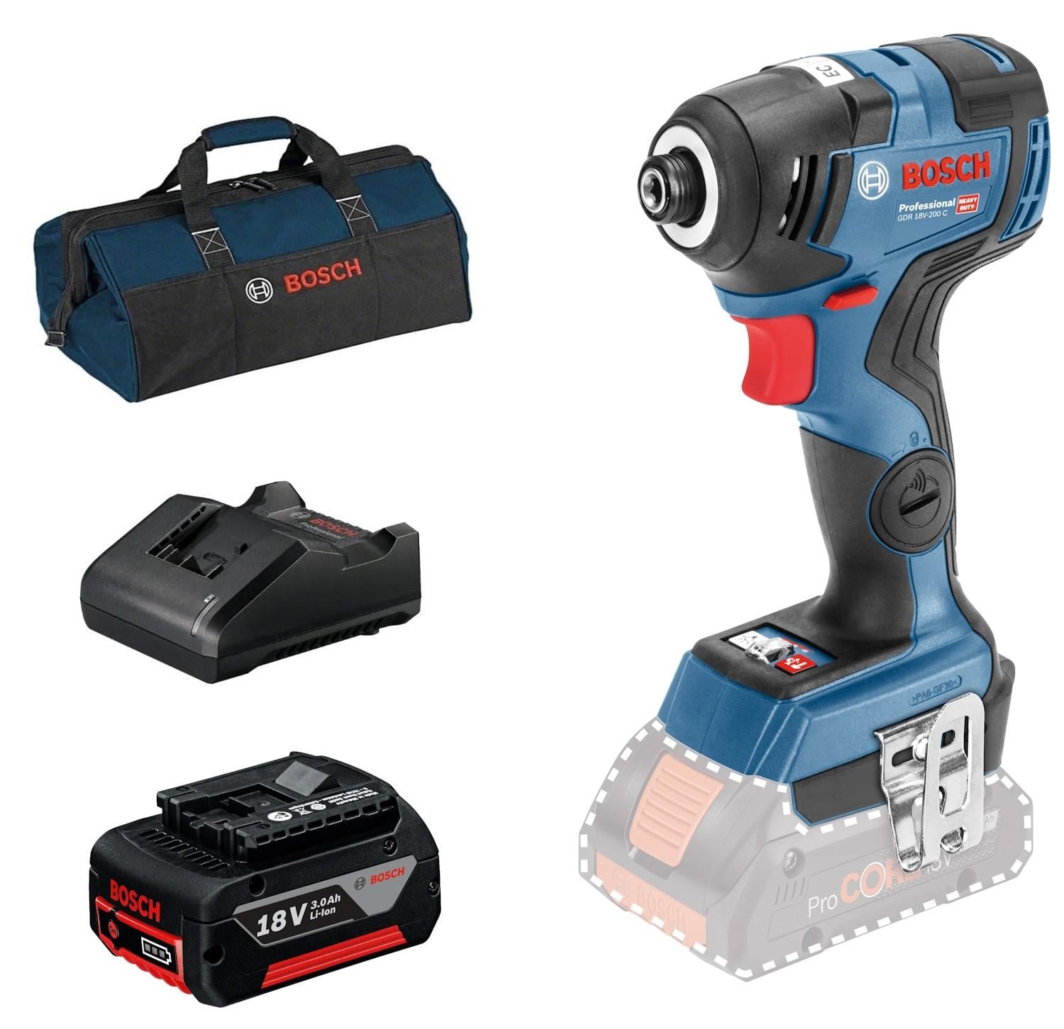 Bosch GDR 18V-200 C 1x3.0Ah Çift Akülü Akülü Somun Sıkma