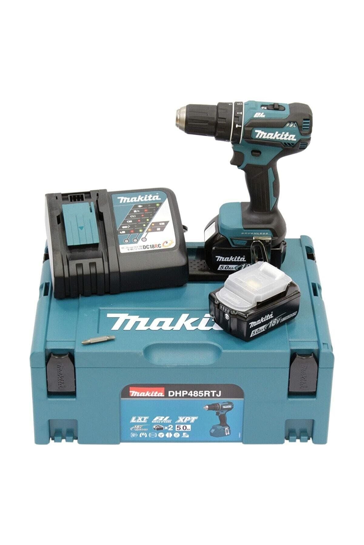 Makita DHP485RTJ Akülü Darbeli Delme ve Vidalama Makinesi (18V - 2 x 5.0 Ah Akü / Kömürsüz Motor) - DHP485RTJ