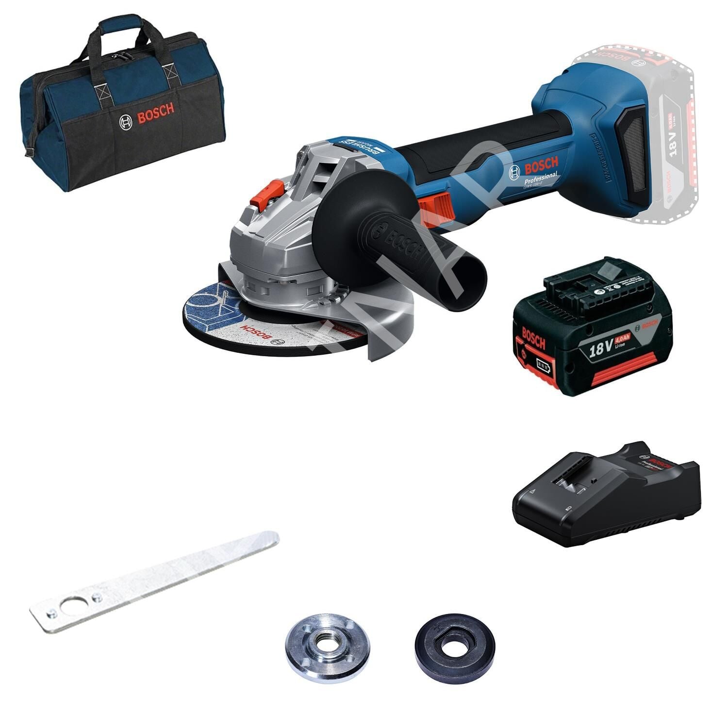 Bosch GWS 18V-8 4.0Ah+Kanvas Çantalı Tek Akülü Taşlama Makinası