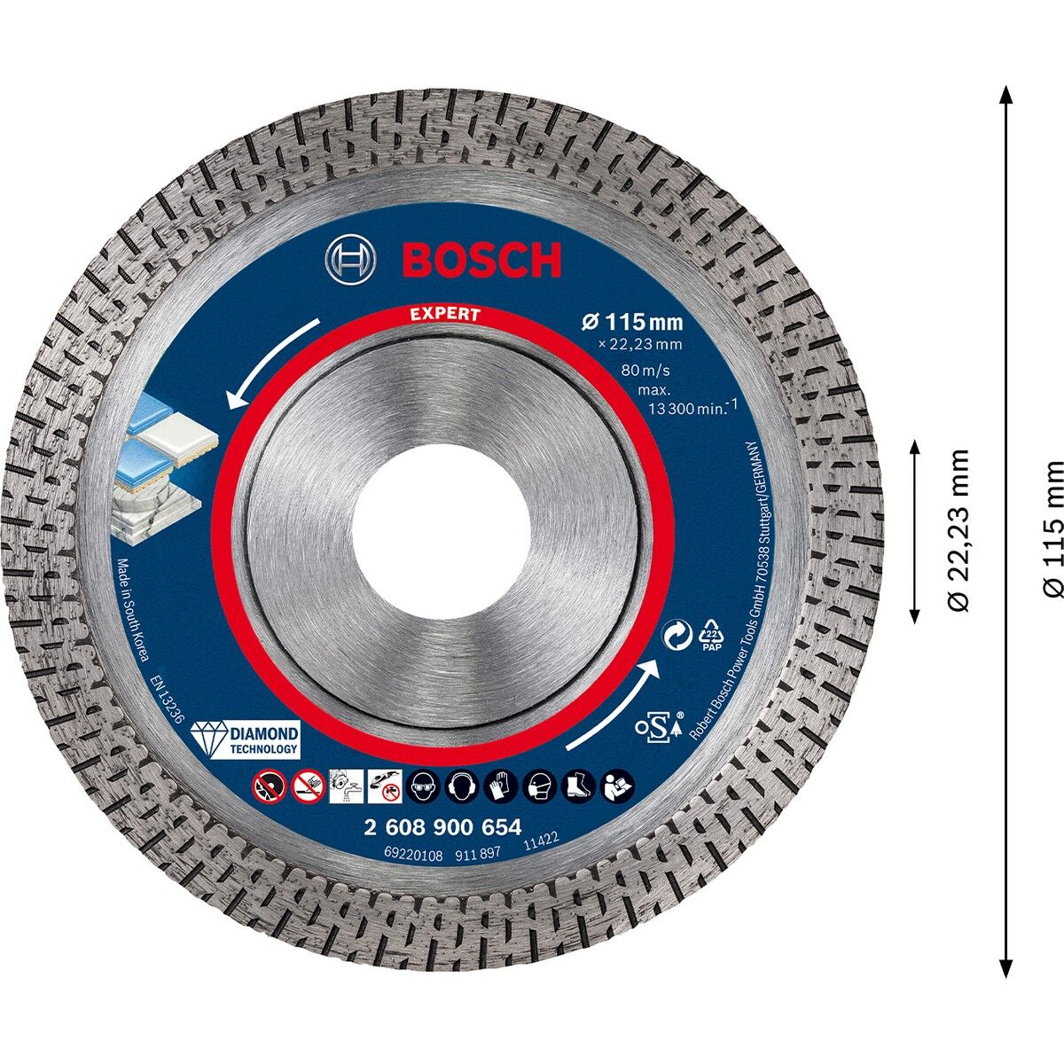 Bosch EXPERT HardCeramic Elmas Kesme Diski (115 x 22.23 mm) - 2608900654