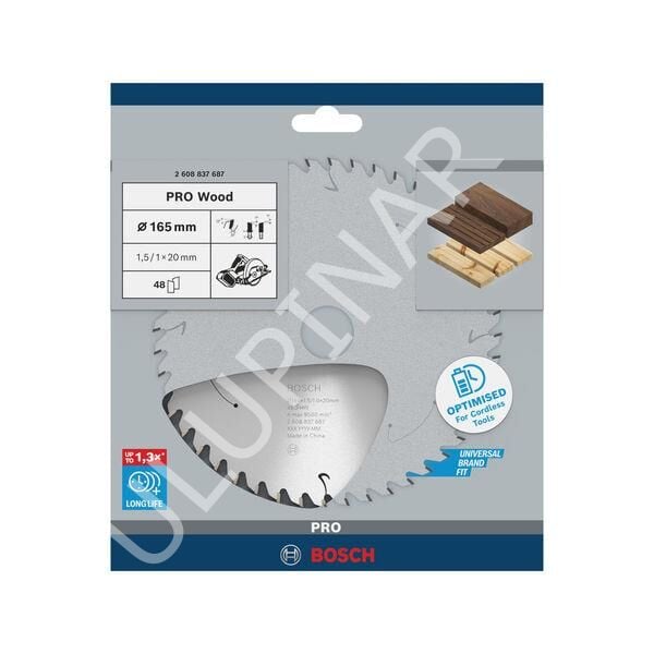 Bosch Daire Testere Bıçağı Ahşap 165*20mm 48 Diş