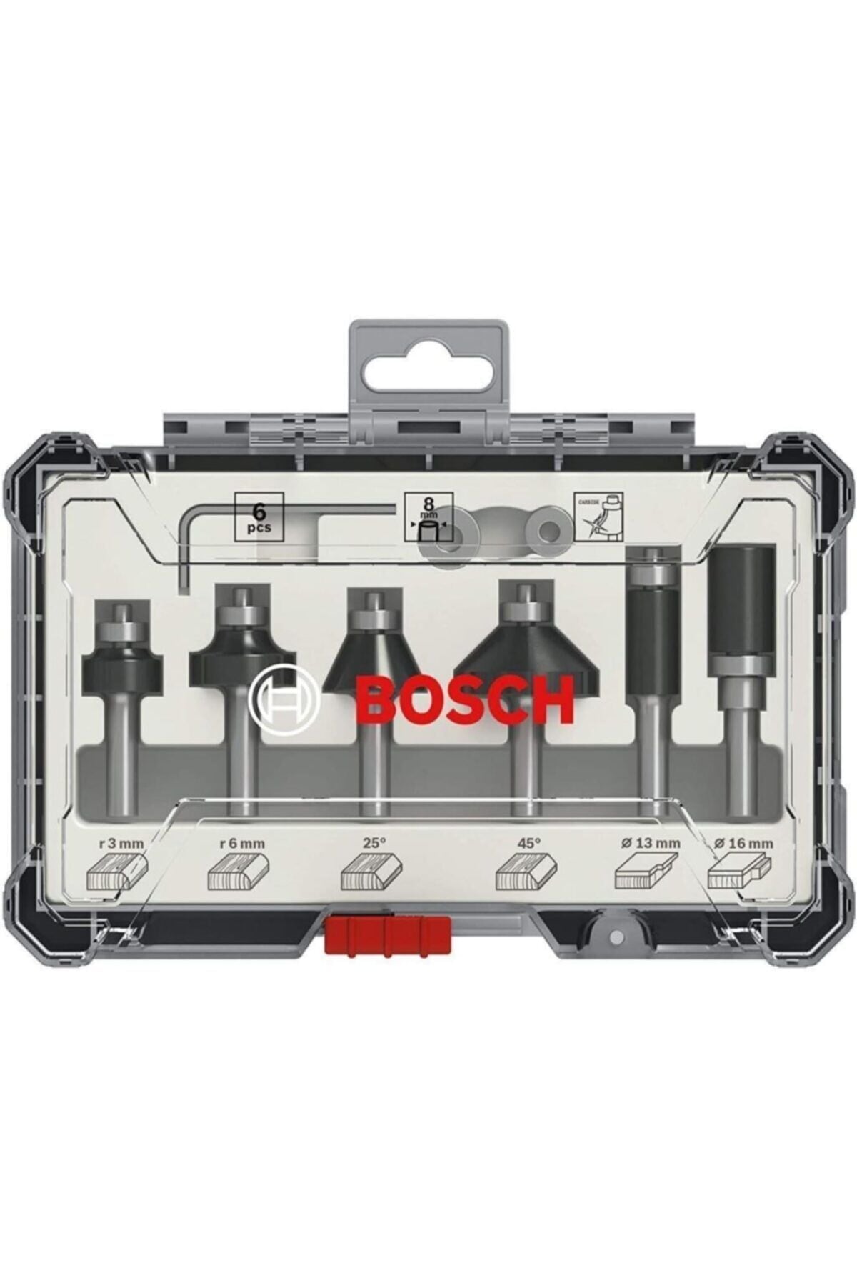 Bosch Freze Seti (6 Parça - Karışık - 8 mm Şaftlı) - 2607017469