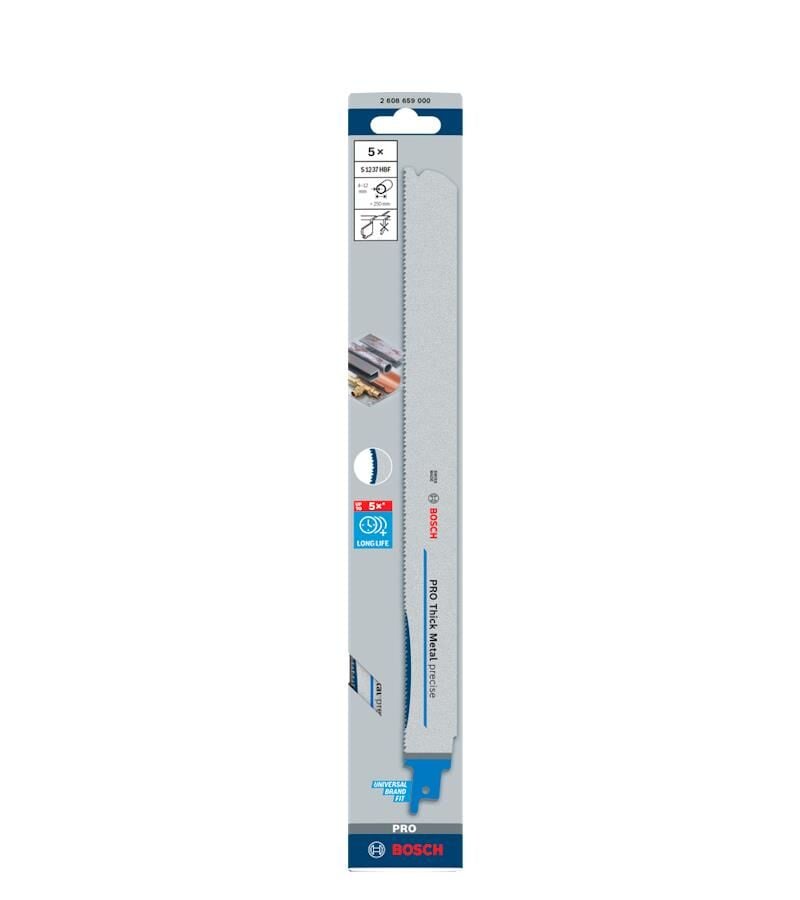 Bosch Pro S 1237 HBF 4-12 mm Metal Boru 5'li Panter Testere Ucu 300 mm 2608659000