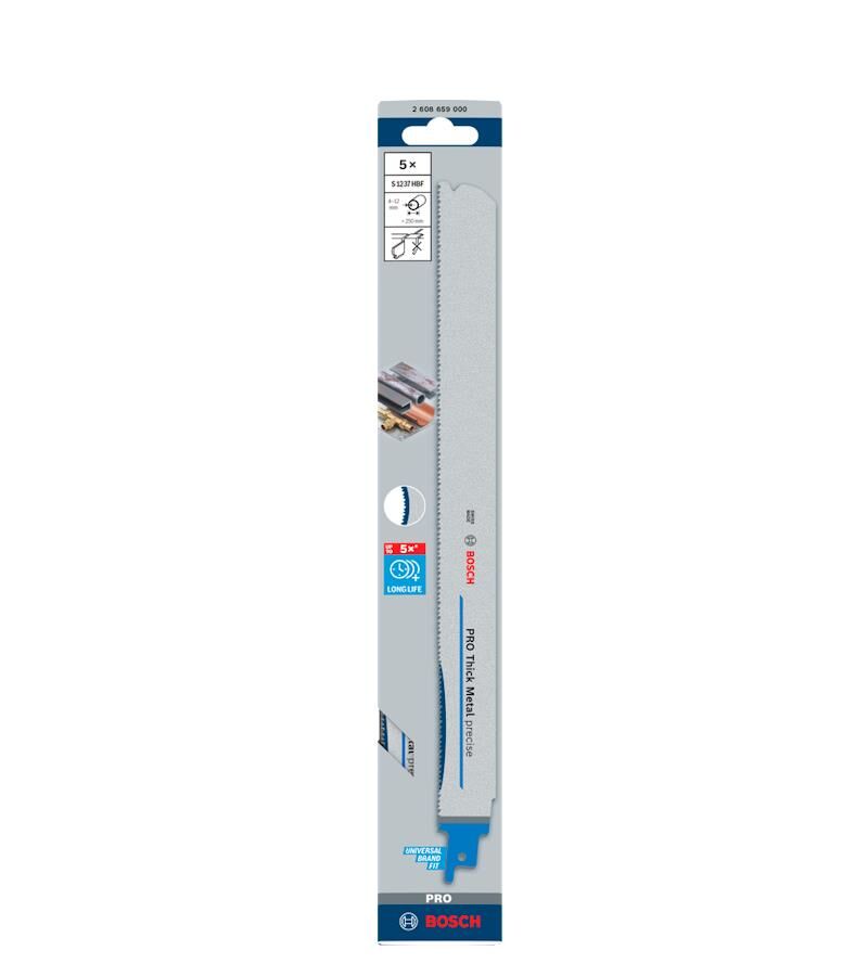 Bosch Pro S 1237 HBF 4-12 mm Metal Boru 5'li Panter Testere Ucu 300 mm 2608659000