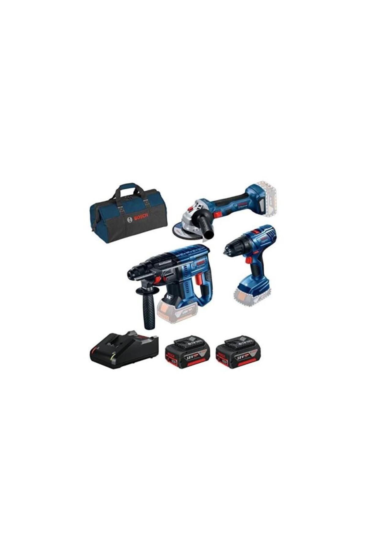 Bosch GBH 180-LI + GSR 180-LI + GWS 180-LI Akülü 3'lü Makine Seti (2 x 4,0 Ah + GAL 18V-40 + Taşıma Çantası) - 0615990M8Y