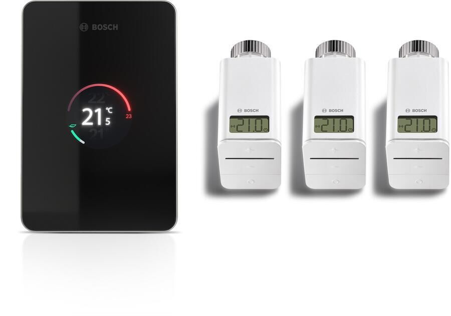 Bosch EasyControl CT 200 Akıllı Oda Termostatı Siyah + 3 Adet Akıllı Radyatör Vanası Seti - 7736701394