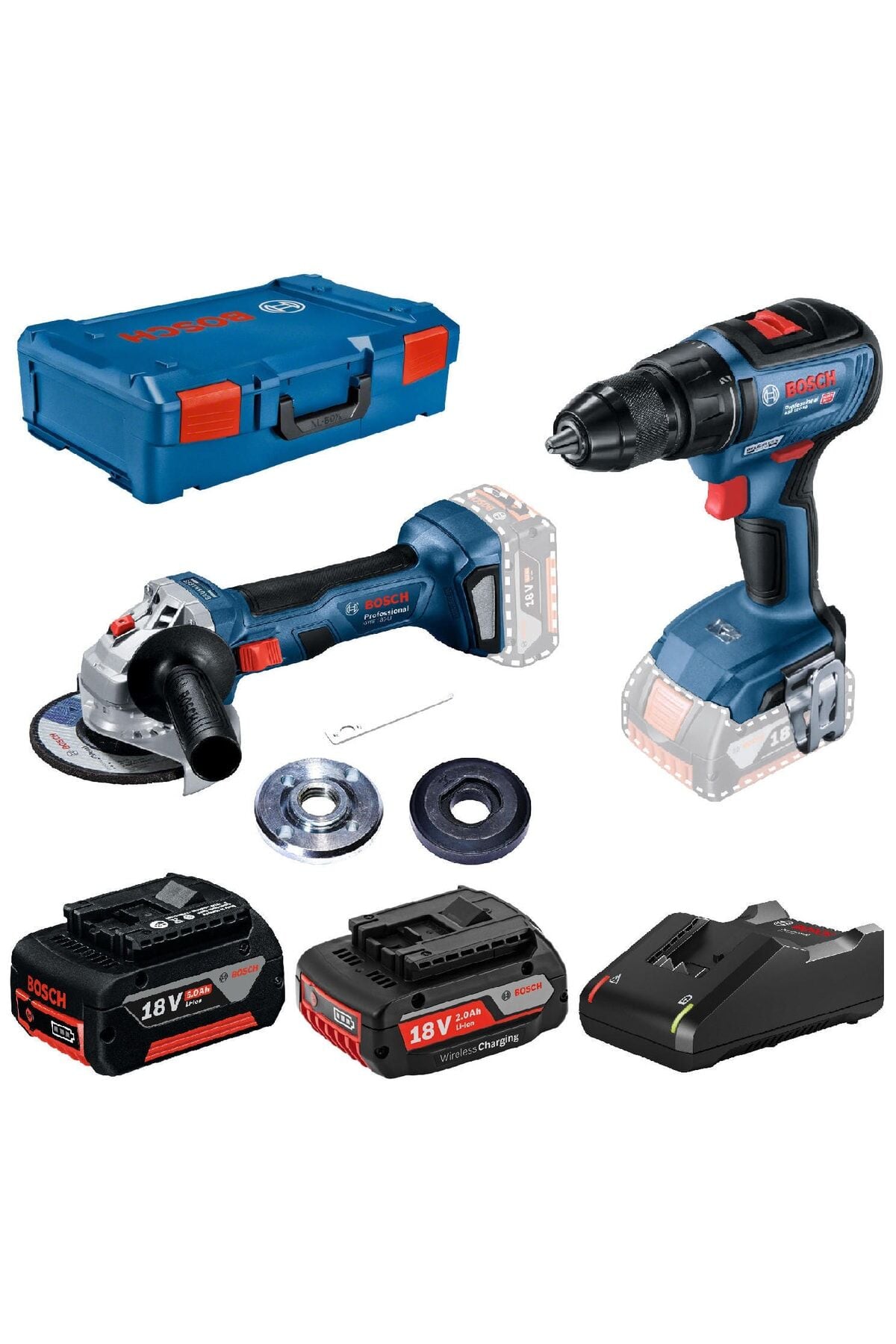 Bosch GWS 180-LI + GSR 18V-50 Akülü Kombo Set (1 x 2.0 Ah + 1 x 5.0 Ah Akü - GAL 18V-40) - 0615990M47