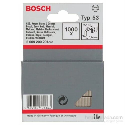 Bosch Tip 53 Zımba Teli (11,4 x 4 mm - 1000 Adet) - 2609200291