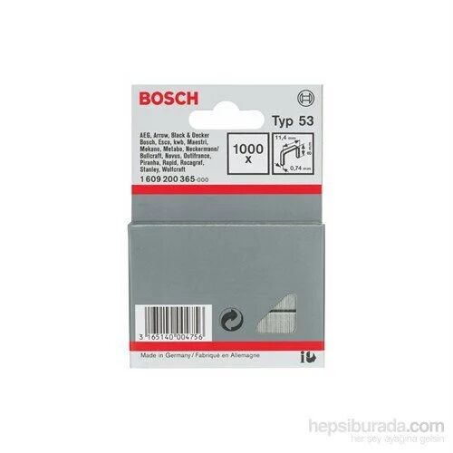 Bosch Tip 53 Zımba Teli (11.4 x 0.74 x 8 mm - 1000 Adet) - 2609200365