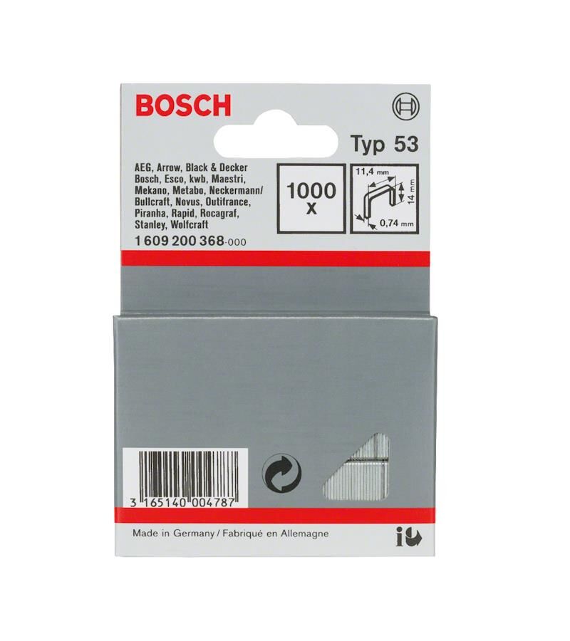 Bosch Tip 53 Zımba Teli 14 mm (1000 Adet - 11.4 x 0.74 mm) - 2609200368