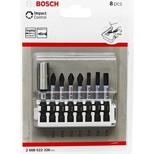 Bosch Darbeli Vidalama Ucu Seti (50 mm - PH/PZ/T/S - 8 Parça) - 2608522326
