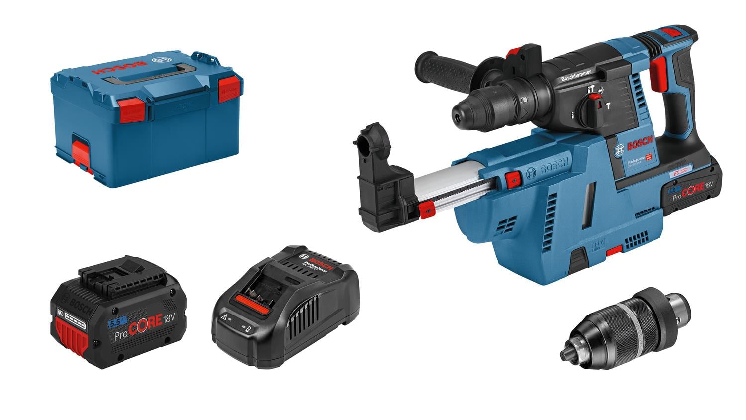 Bosch GBH18V-26 + GDE 18V-16 2x5,5Ah Procore