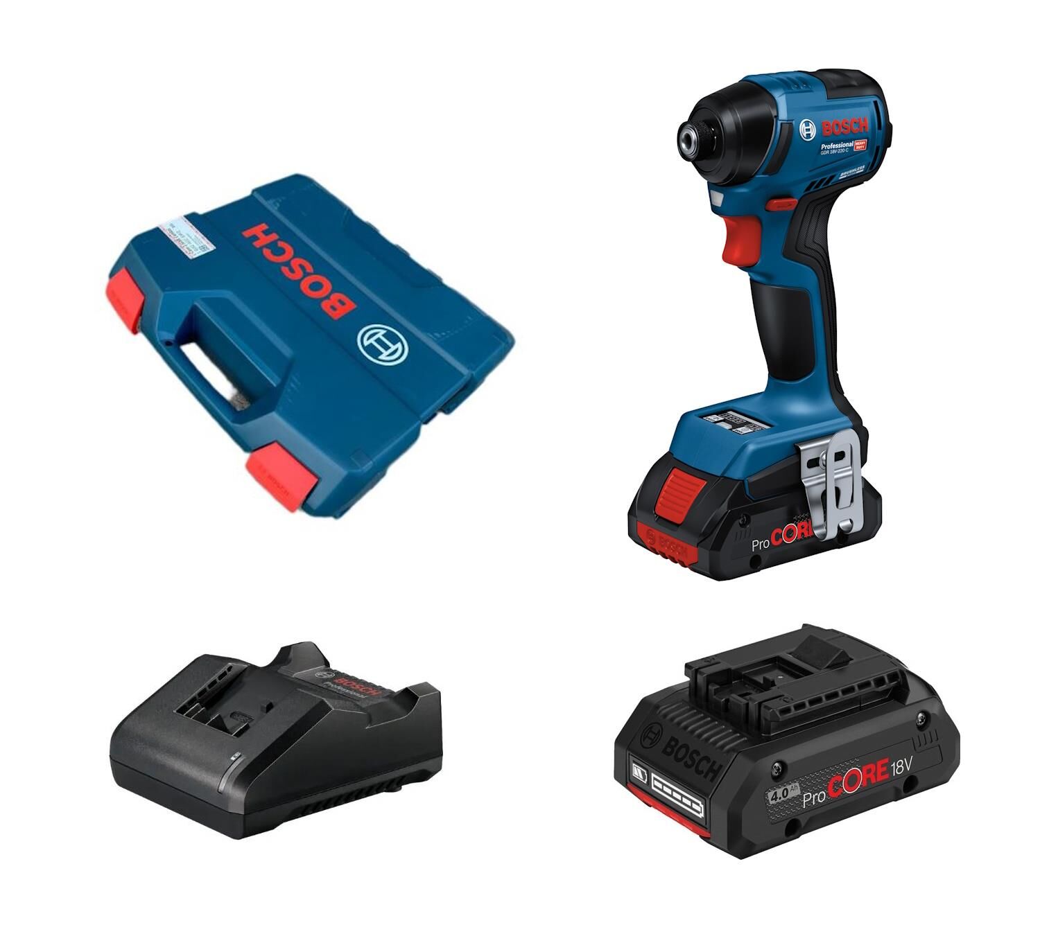Bosch GDR 18V-220 C Akülü Darbeli Tornavida (2 x 4.0 Ah ProCORE) - 06019L6000-SET