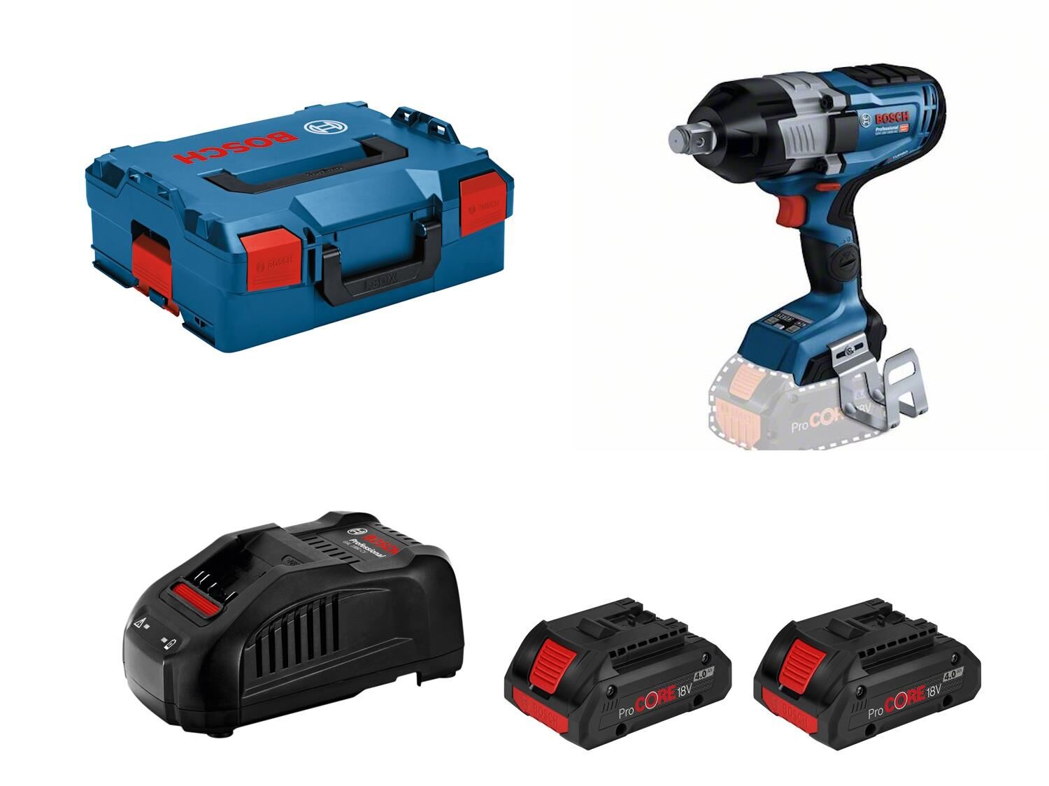 Bosch GDS 18V-1600 HC Akülü Darbeli Somun Sıkma (2x4.0Ah ProCORE) - 06019M1000-SET