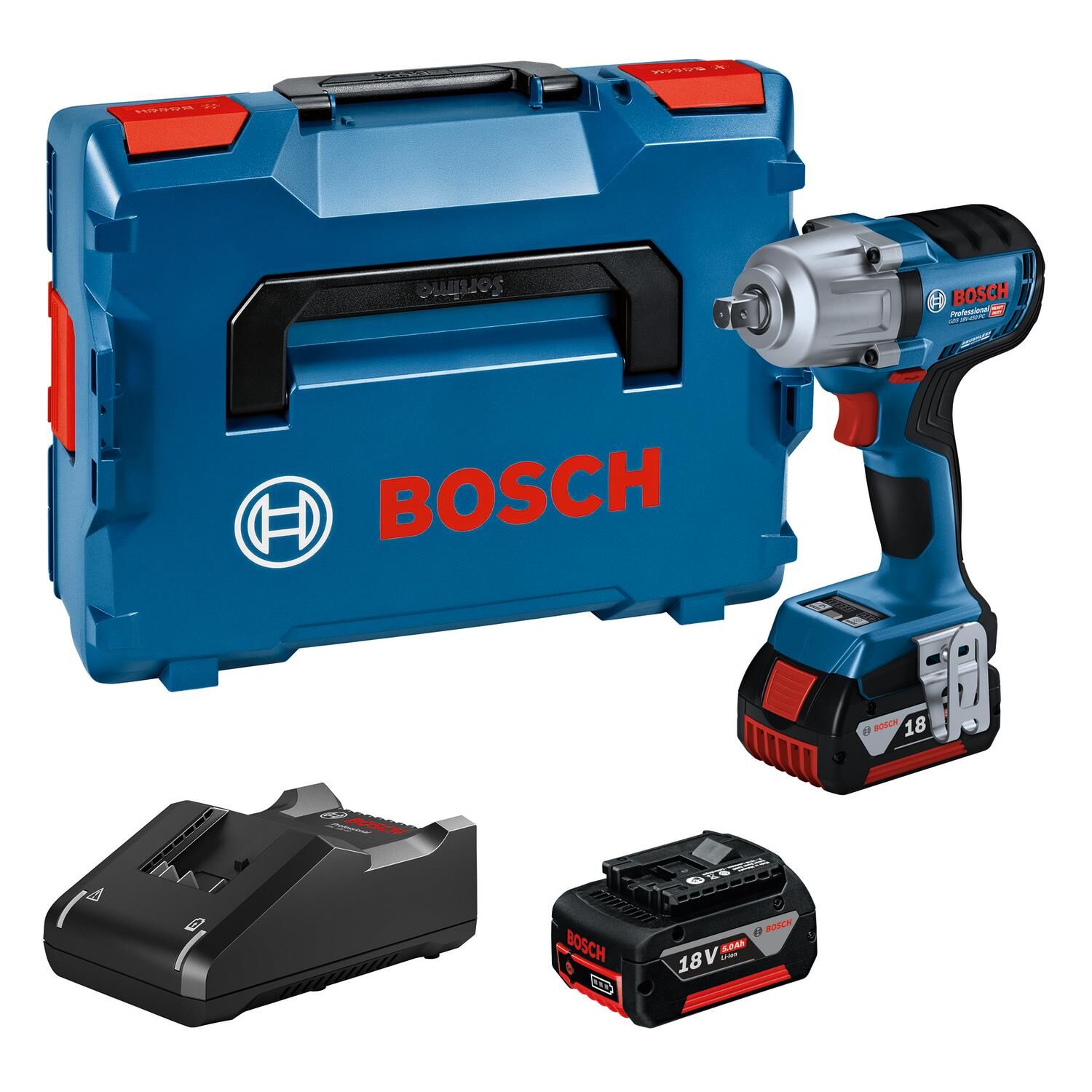 Bosch GDS 18V-450 PC 2x5.0Ah Çift Akülü Darbeli Somun Sıkma