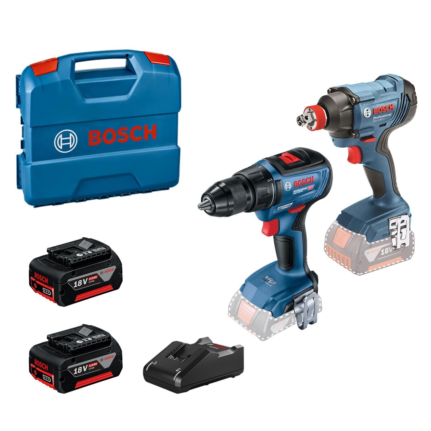 Bosch GSB 18V-28 + GDX 180-LI İkili Makine Seti (2 x 5.0 Ah) - 06019G5223-SET