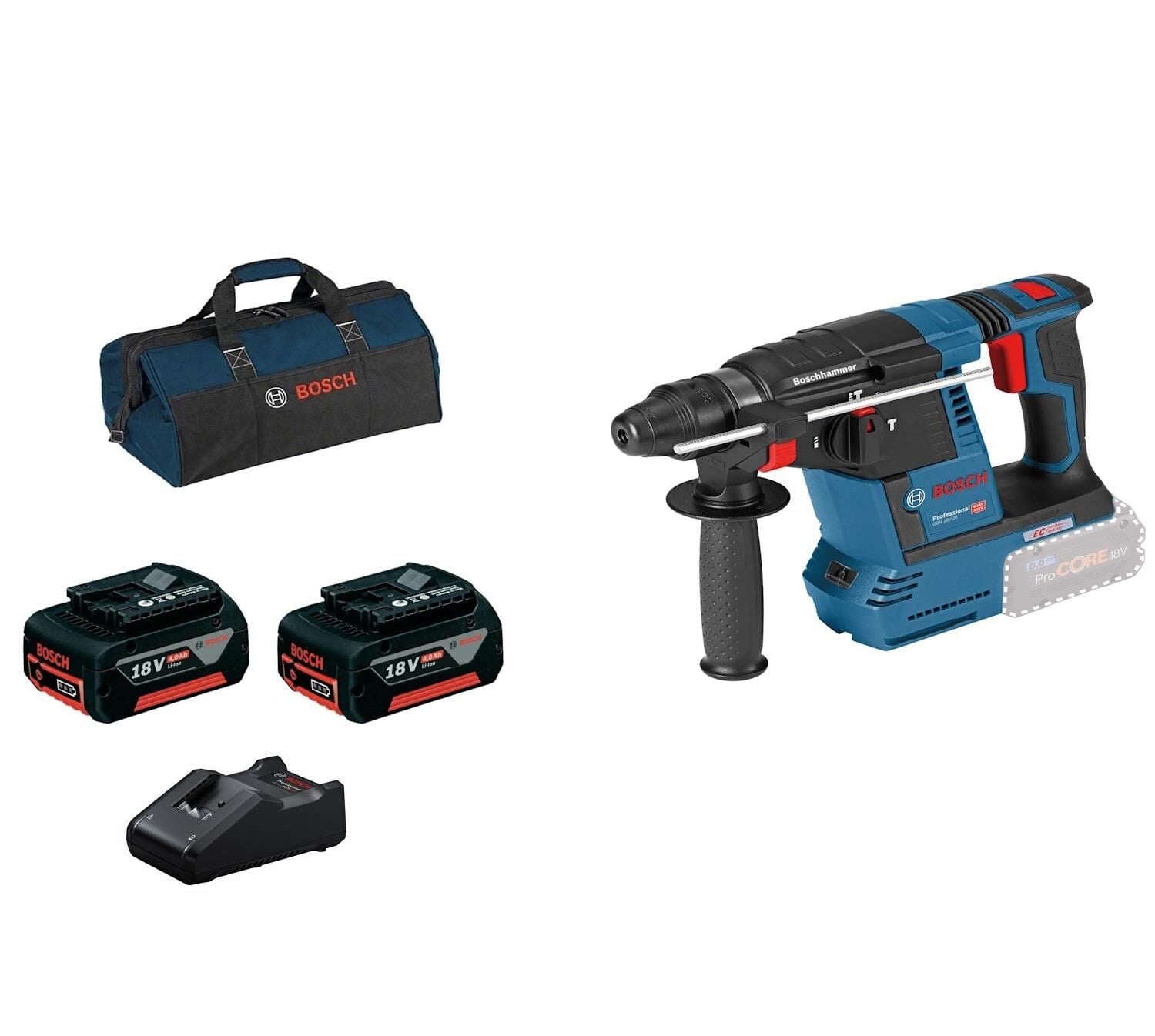 Bosch GBH 18V-26 Akülü Kırıcı Delici (2 x 4.0 Ah) - 0611909000-SET