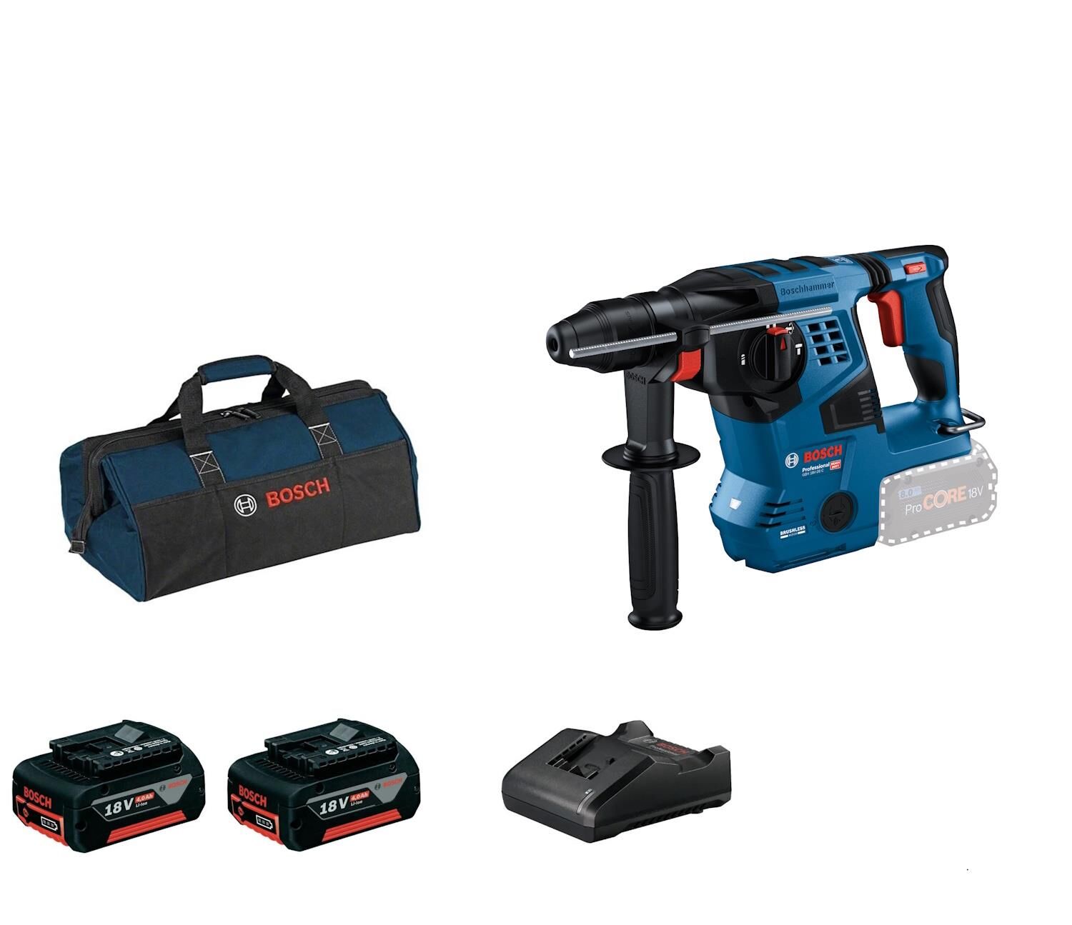 Bosch GBH 18V-28 C 2x4.0Ah Çift Akülü Kırıcı Delici